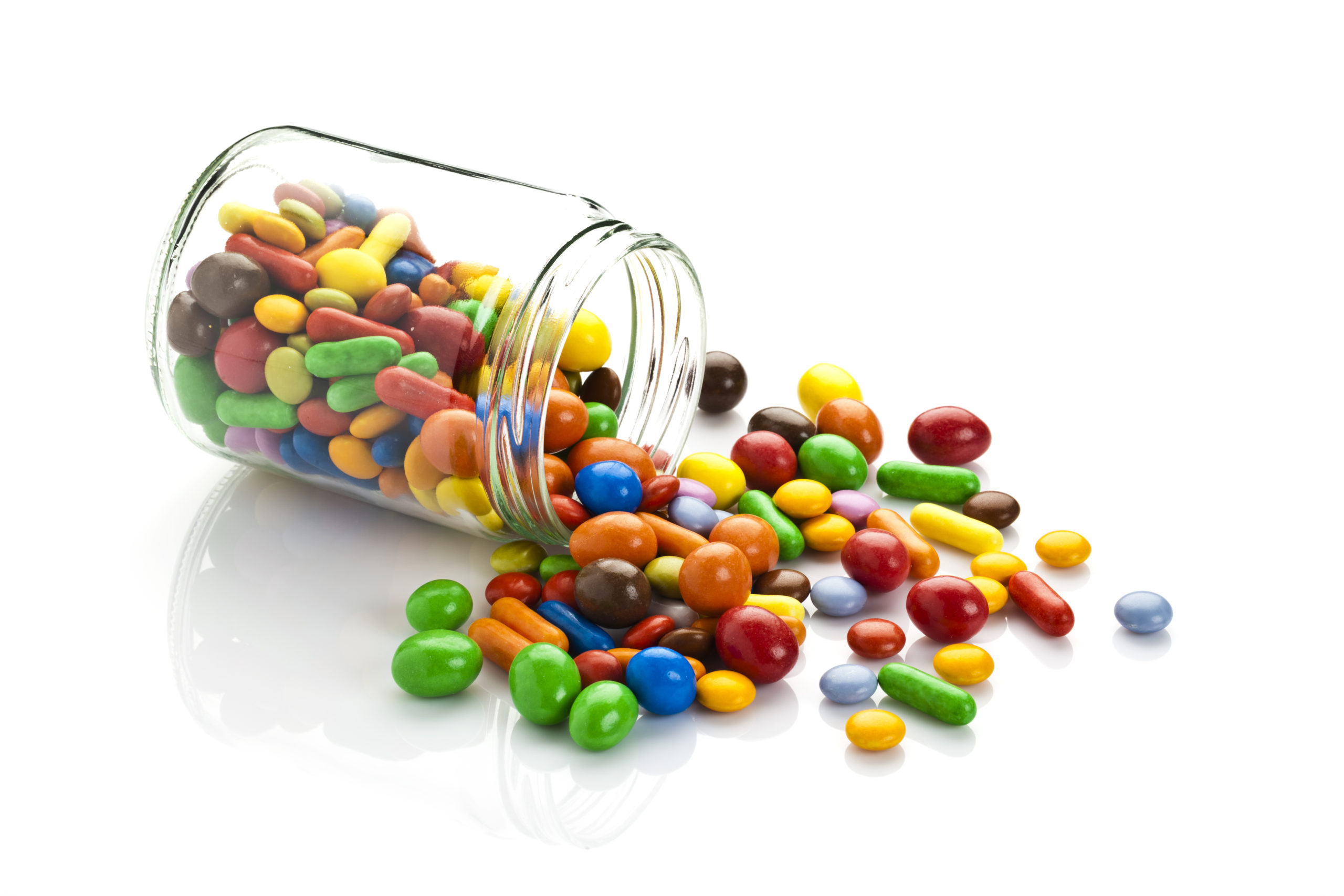 Candy jar on white background